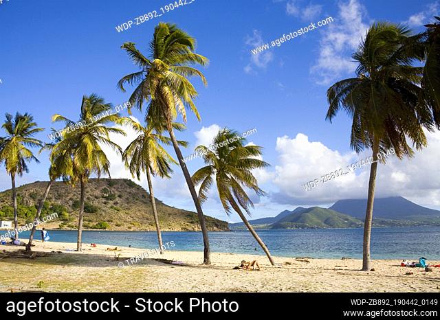 Beach scene with view to Nevis Caribbean St. Kitts Cockleshell Bay