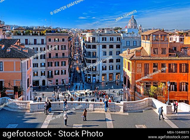 Spanish Steps with Piazza di Spagna on Via dei Condotti in the old town, Rome, Lazio, central Italy, Italy