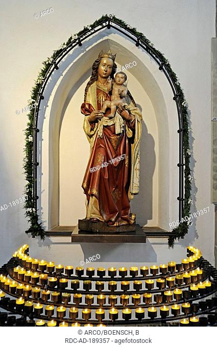 Statue of Blessed Virgin Mary, Probstei Church, Square of Hiroshima, Dortmund, North Rhine-Westphalia, Germany