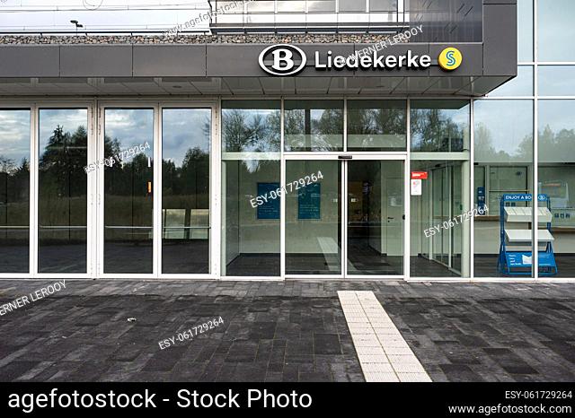 Liedekerke, East Flemish Region, Belgium, Facade and entrance of the railway station