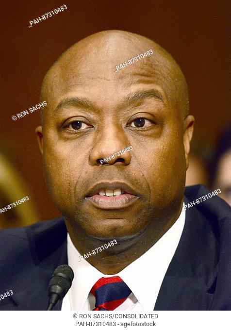 United States Senator Tim Scott (Republican of South Carolina) appears at the US Senate Committee on Health, Education, Labor and Pensions hearing considering...