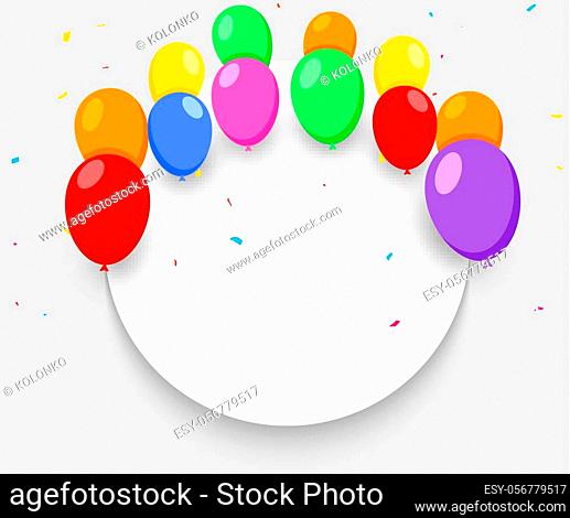 Balloon banner happy birthday background. Celebrate party surprise balloon banner carnival anniversary