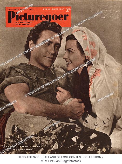Picturegoer 15th March 1952 - 1952, front cover, Richard Todd, Joan Rice, Robin Hood, movie