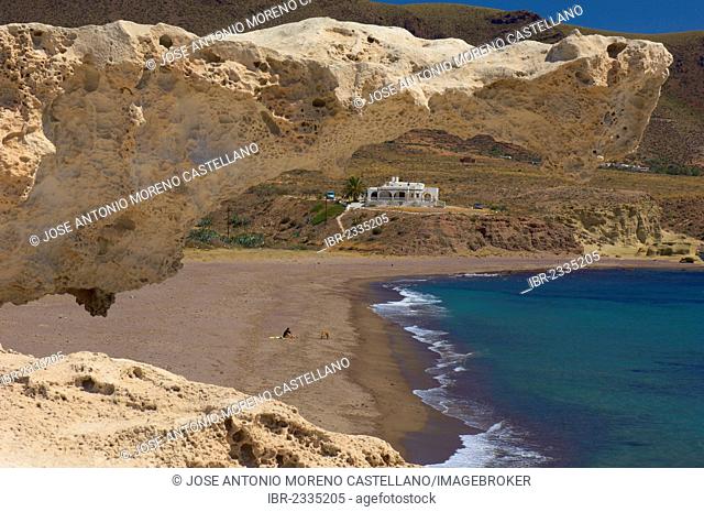 Cabo de Gata, Los Escullos, Playa del Arco, El Arco Beach, Cabo de Gata-Nijar Natural Park, Almeria, Andalusia, Spain, Europe