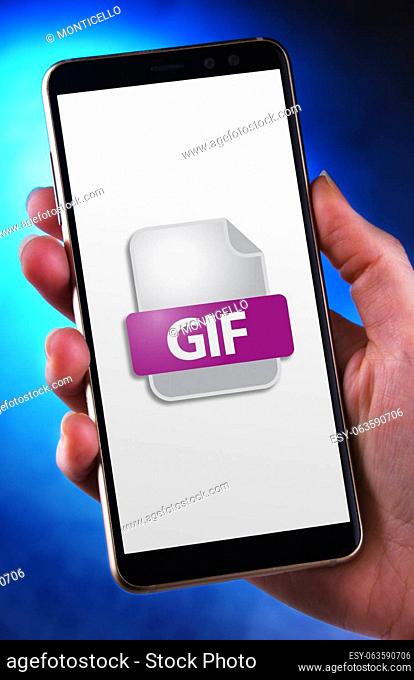 A smartphone displaying the icon of GIF file