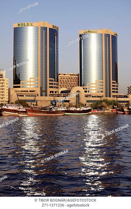 United Arab Emirates, Dubai, Creek, Deira district skyline, Twin Towers