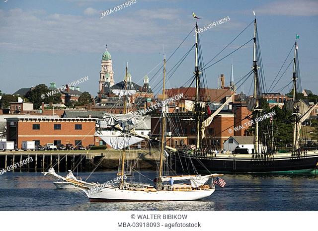 usa, Massachusetts, Cape Ann, Gloucester, harbor, sail-ships, city view