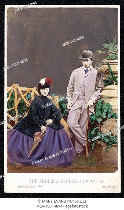 EDWARD VII Wales, with his bride, Princess Alexandra, at Sandringham in 1863, the year of their wedding