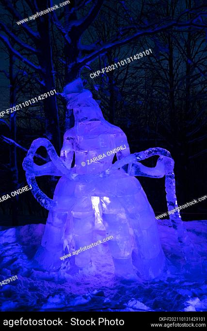 exhibition of ice statues in Pustevny in covid time (CTK Photo/Ondrej Zaruba)