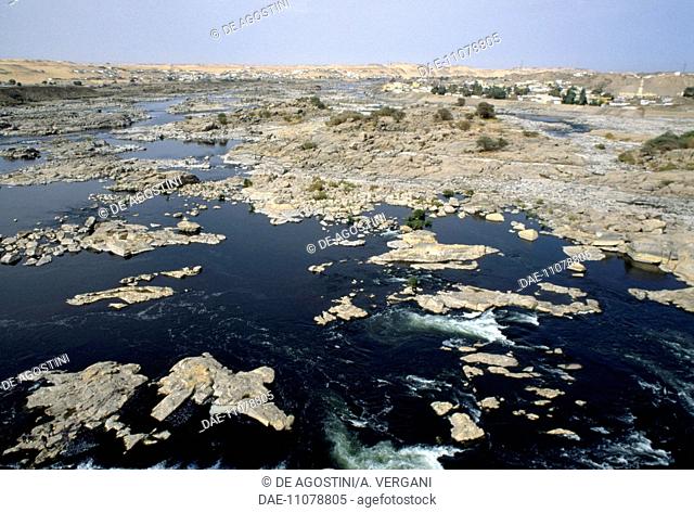 The Nile river near the first cataract, downstream of old Assuan Dam, Nubia, Egypt