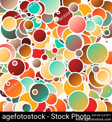 Assorted bubbles. Vibrant colors 2D digital art made with circles