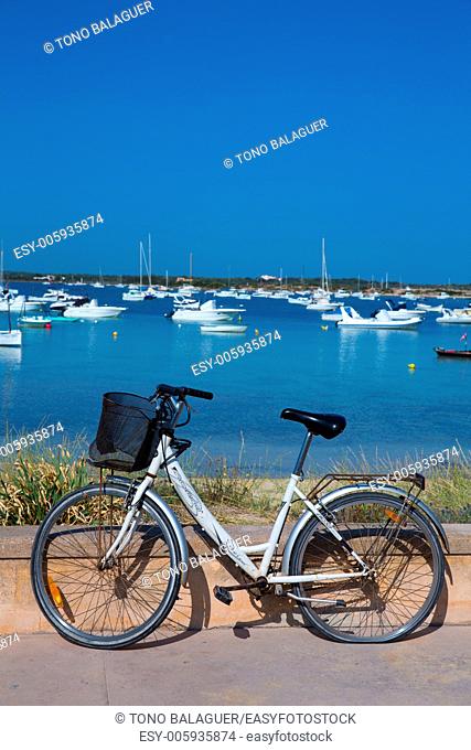 Formentera bicycle at Estany des Peix lake in Balearic Islands