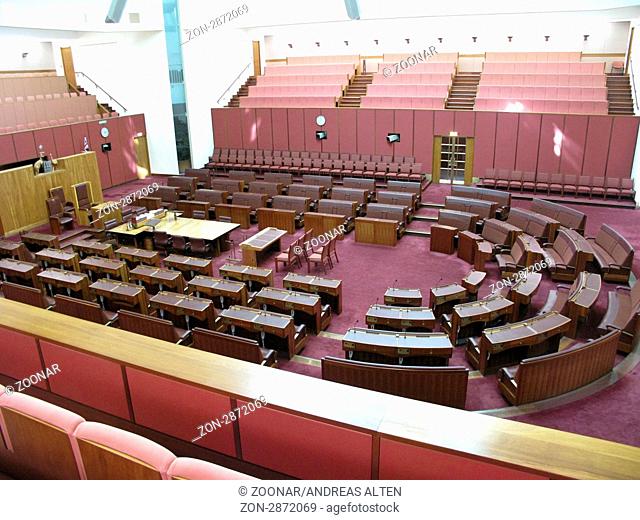 Canberra, der Senat im Parlamentsgebäude von Australien / CANBERRA - Jan 08: Inside the Senate building in the australian parliament