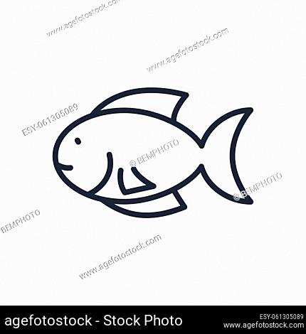 Stylish thin line fish icon isolated on white background - Vector illustration