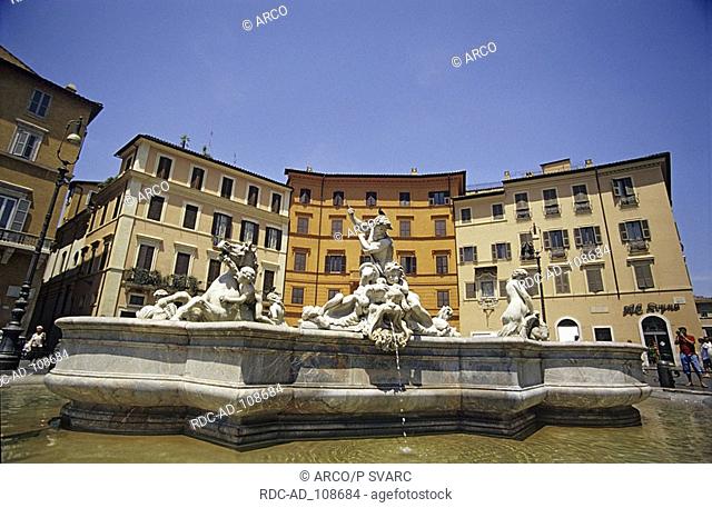 Neptune's Fountain Piazza Navona Rome Lazio Italy Fontana del Nettuno