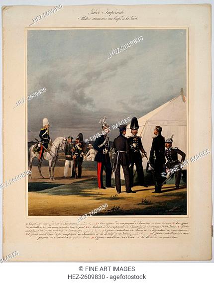 Pioneers, invalides and gendarmes of the Imperial Guards Corps, 1867. Artist: Piratsky, Karl Karlovich (1813-1889)
