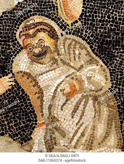 Mosaic depicting a masked actor, from the Villa of Cicero at Pompeii, (UNESCO World Heritage List Site, 1997), Campania. Roman Civilization, 2nd Century BC