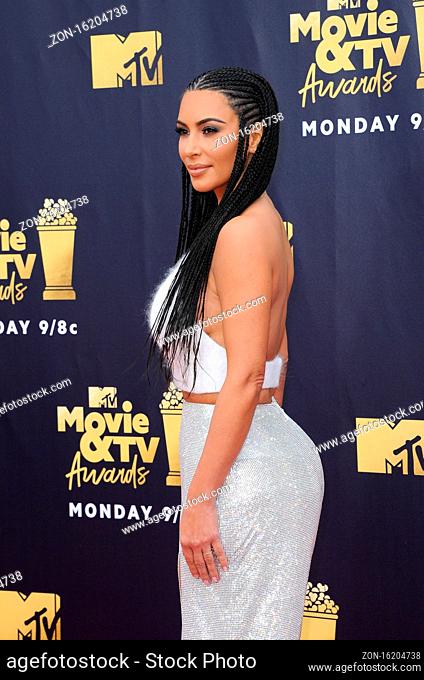 Kim Kardashian at the 2018 MTV Movie And TV Awards held at the Barker Hangar in Santa Monica, USA on June 16, 2018