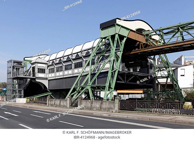 Werther Brücke, historic monorail station, Elberfeld, Wuppertal, North Rhine-Westphalia, Germany