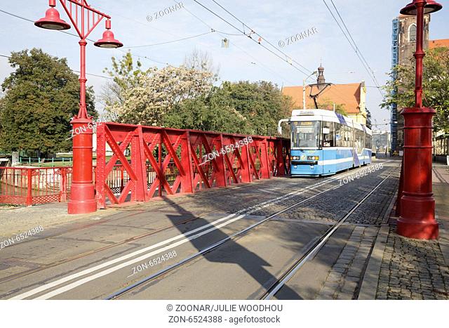 Tram on the Sand Bridge, Most Piaskowy, Wroclaw