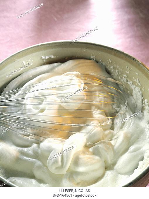 Beating egg white with an egg-beater
