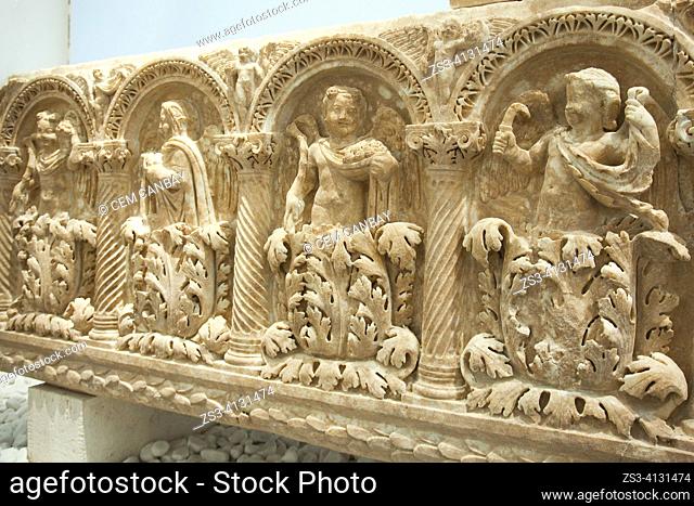 Seasons Sarcophagus in Aphrodisias Ancient City Museum inside the Aphrodisias Archaeological Site, a sanctuary dedicated to the goddess Aphrodite, Geyre