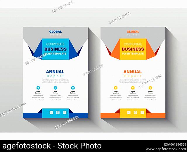 Clean and Modern Annual Report Layout Design Template Concept adept to Multipurpose Project such as flyer, poster, magazine, cover, web banner, etc