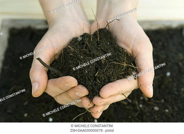 Handful of gardening soil