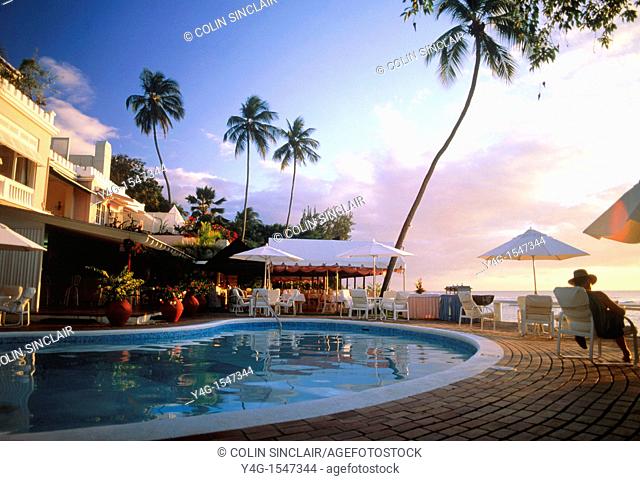Barbados, poolside early evening    Date: 05 06 2008  Ref: ZB726-114635-0019  COMPULSORY CREDIT: World Pictures/Photoshot