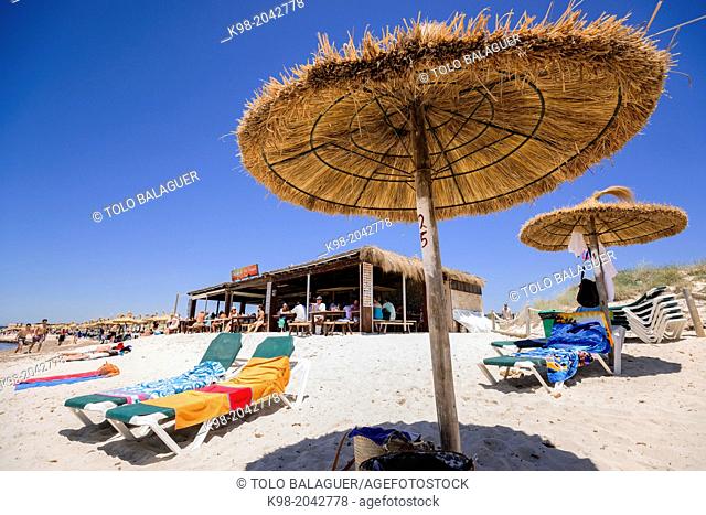 Snack Na Tirapel, Es Trenc beach. Mallorca. Balearic Islands. Spain