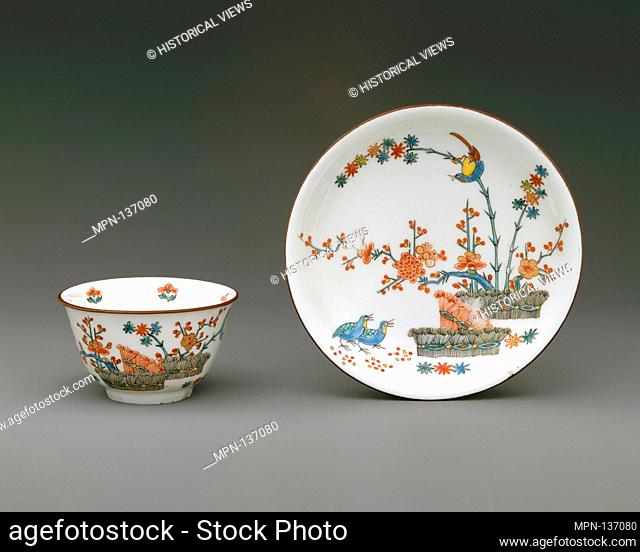 Teabowl and saucer. Factory: Meissen Manufactory (German, 1710-present); Date: 1720-40; Culture: German, Meissen with Dutch decoration; Medium: Hard-paste...