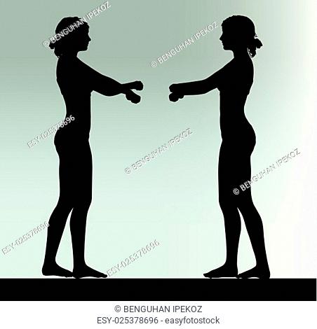 Vector Image - woman silhouette with hand gesture handcuffed