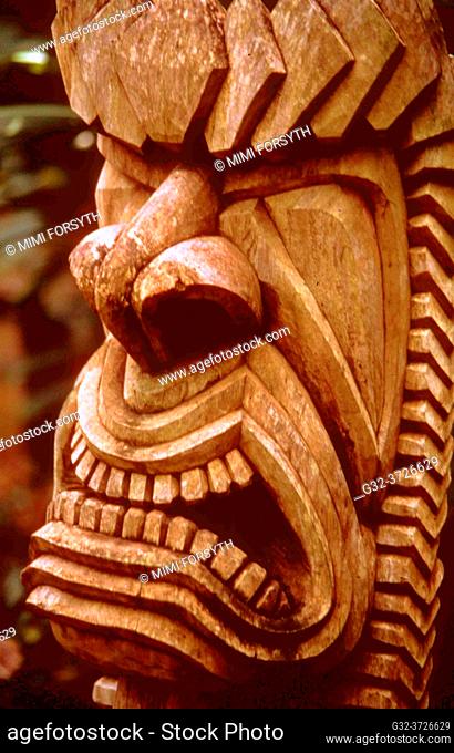 Ancient Hawai'ian god Ku, presiding over productivity, war, fishing, husbandry, sorcery. . Carved wood. Hawai'i