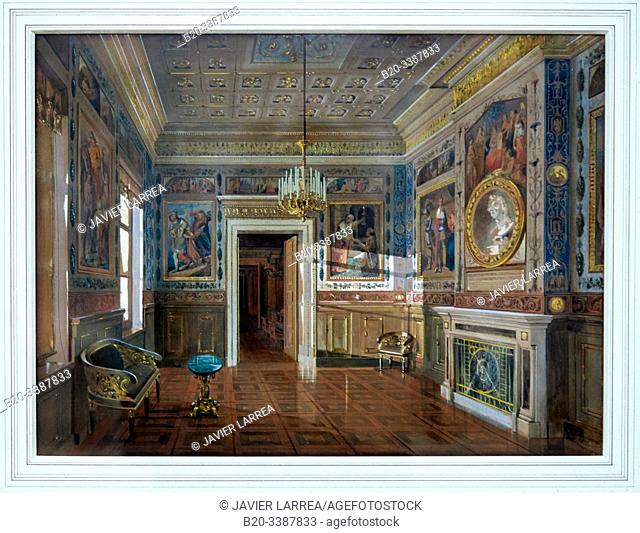 "La Galerie Schiller á la Residence, palais ducal de Weimar"", 1846, Carl Maria Nicolaus Hummel, L'Allemagne romantique exhibition, Dessins des musées de Weimar
