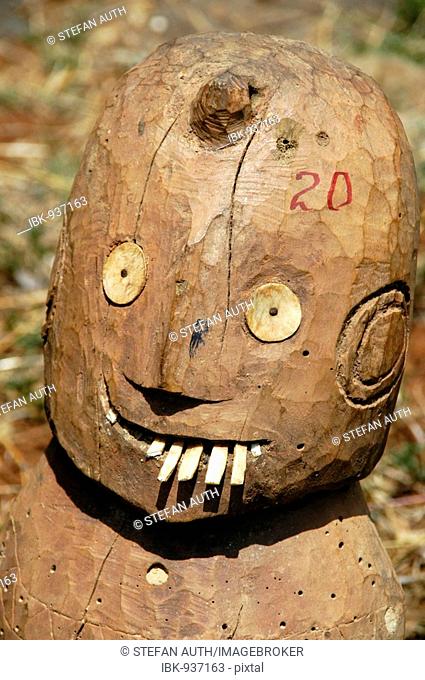 Old wooden figure as a totem pole, Konso, Ethiopia, Africa