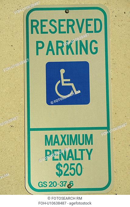 Charlotte, NC, North Carolina Reserved Parking for Handicapped sign