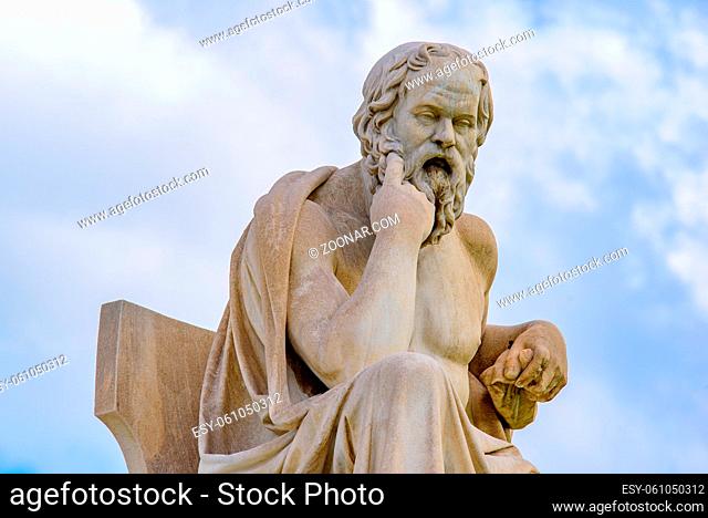 Statue of Socrates in front of Academy of Athens in Athens, Greece
