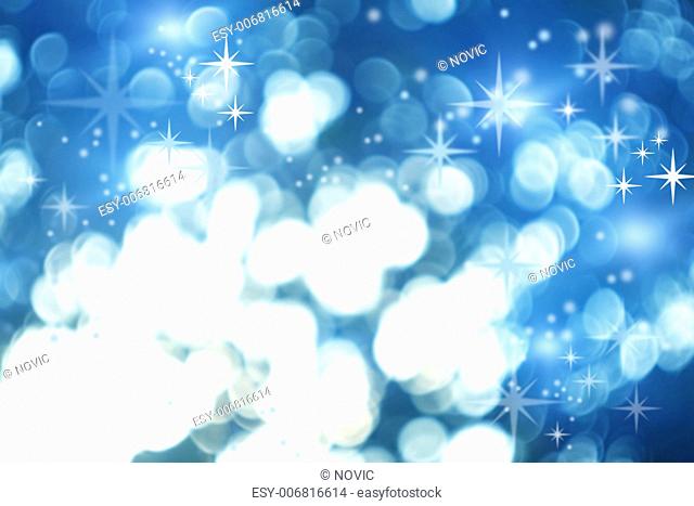 Illustration of the Christmas card with abstract bokeh background and stary ice and snow