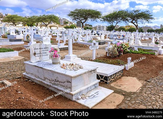 Tomb of Cesaria Evora, the Barefoot Diva, at Mindelo Municipal Cemetery, Sao Vicente, Cape Verde Islands, Africa