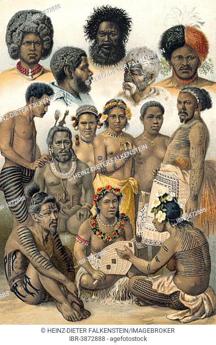 Ethnic groups of Oceania, indigenous Australians, historical illustration, 19th century
