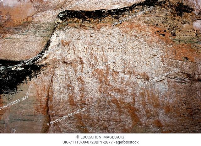 New Mexico, El Morro National Monument, Bluff-side Inscriptions, The 28th day of September of 1737, Licentiate Bachiller Don Juan Ignatio of Arrasain and lord...
