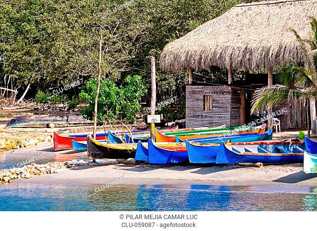 Canoes on the Beach, Coveñas, Gulf of Morrosquillo, Sucre, Sincelejo, Colombia