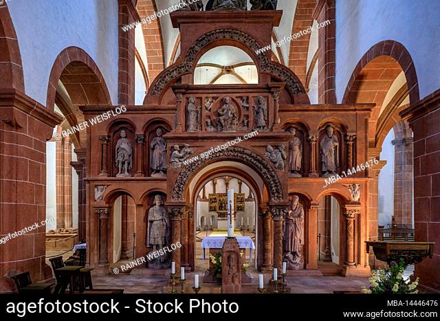 Romanesque basilica on the Wechselburg with a rood screen made of red basalt. The collegiate church, as a late Romanesque basilica