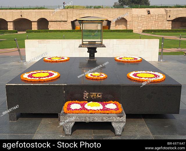 Raj Ghat Memorial or Gandhi Samadhi Monument, site of Gandhi's cremation, Delhi, India, Asia