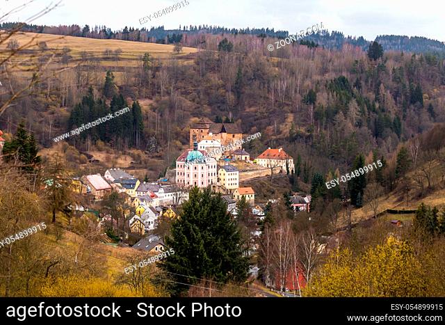 Baroque Chateau and Gothic Castle in ancient town Becov nad Teplou, Czech Republic