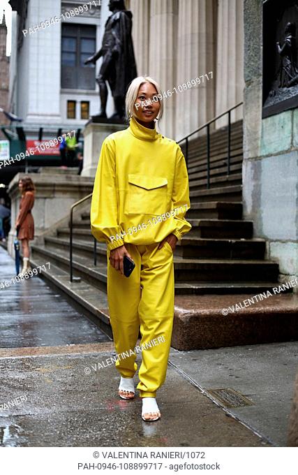 Blogger Vanessa Hong posing on the street outside the Tibi show during New York Fashion Week - Sept 9, 2018 - Photo: Runway Manhattan ***For Editorial Use...