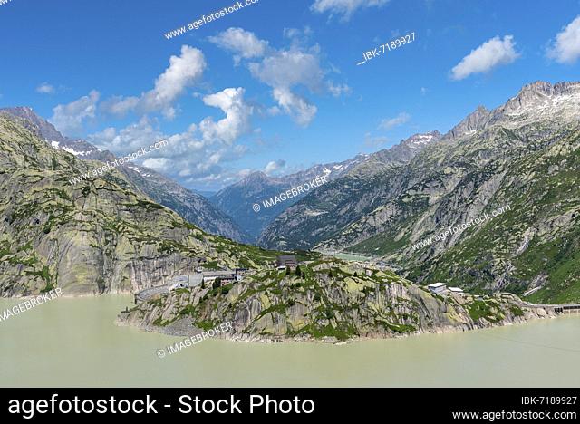 View of Lake Grimsel from the Grimsel Pass road, Guttannen, Valais, Switzerland, Europe