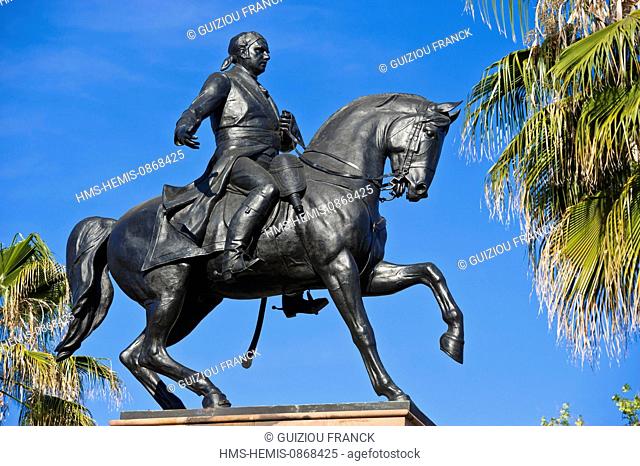 Mexico, Michoacan state, Morelia, listed as World Heritage by UNESCO, equestrian statue of Jose Maria Morelos y Pavon, a hero of Independence