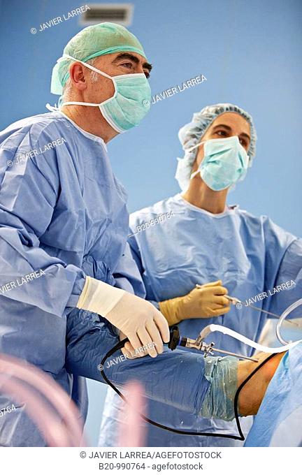 Arthroscopy, surgery, operating room. Hospital Policlinica Gipuzkoa, San Sebastian, Donostia, Euskadi, Spain
