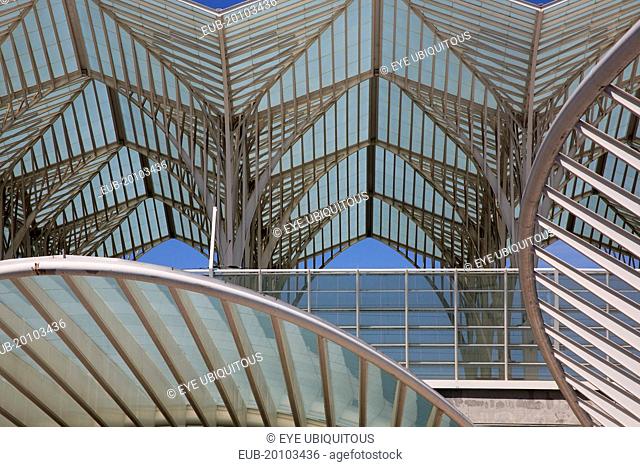 Detail of the roof of the Oriente station designed by Santiago Calatrava